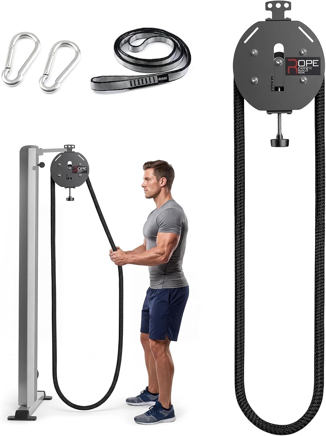 SULQING Endurance Trainer Endless Rope Machine, 13ft Premium Nylon Rope, 30kg Adjustable Resistance, Home Gym Cable Machine Fitness Training Equipment