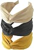 3PCS Headbands for Women's Hair Boho Wrap Tie Fashion Hairbands Elastic Twist Hair Scarf Pretty Bow Tie Hair Bands Wide Alice Hair Bands for Women Uk and Girls Solid