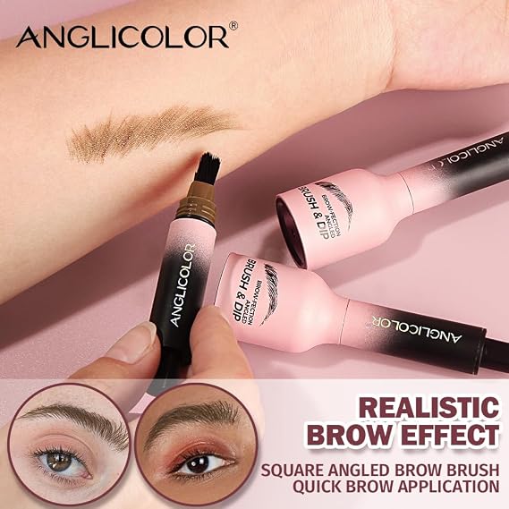 Eyebrow Brush and Dip, Brow Fection Brush and Dip, Brow Fection Angled Brush & Dip Eyebrow Brow Hair Strokes Pen, Long Lasting Waterproof Eyebrow Tint Dye Eyebrow Brush with Color (#03 Auburn)