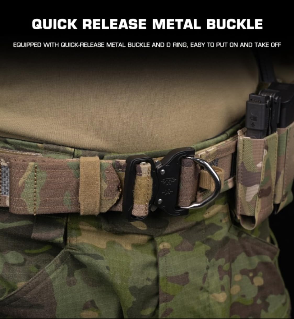 Peminkoo MOLLE wojskowy taktyczny specjalny pas bojowy 1,8 cala z klamrą szybkiego zwalniania MOLLE, torba na ładowarkę Airsoft, paski 3 w 1 dla mężczyzn