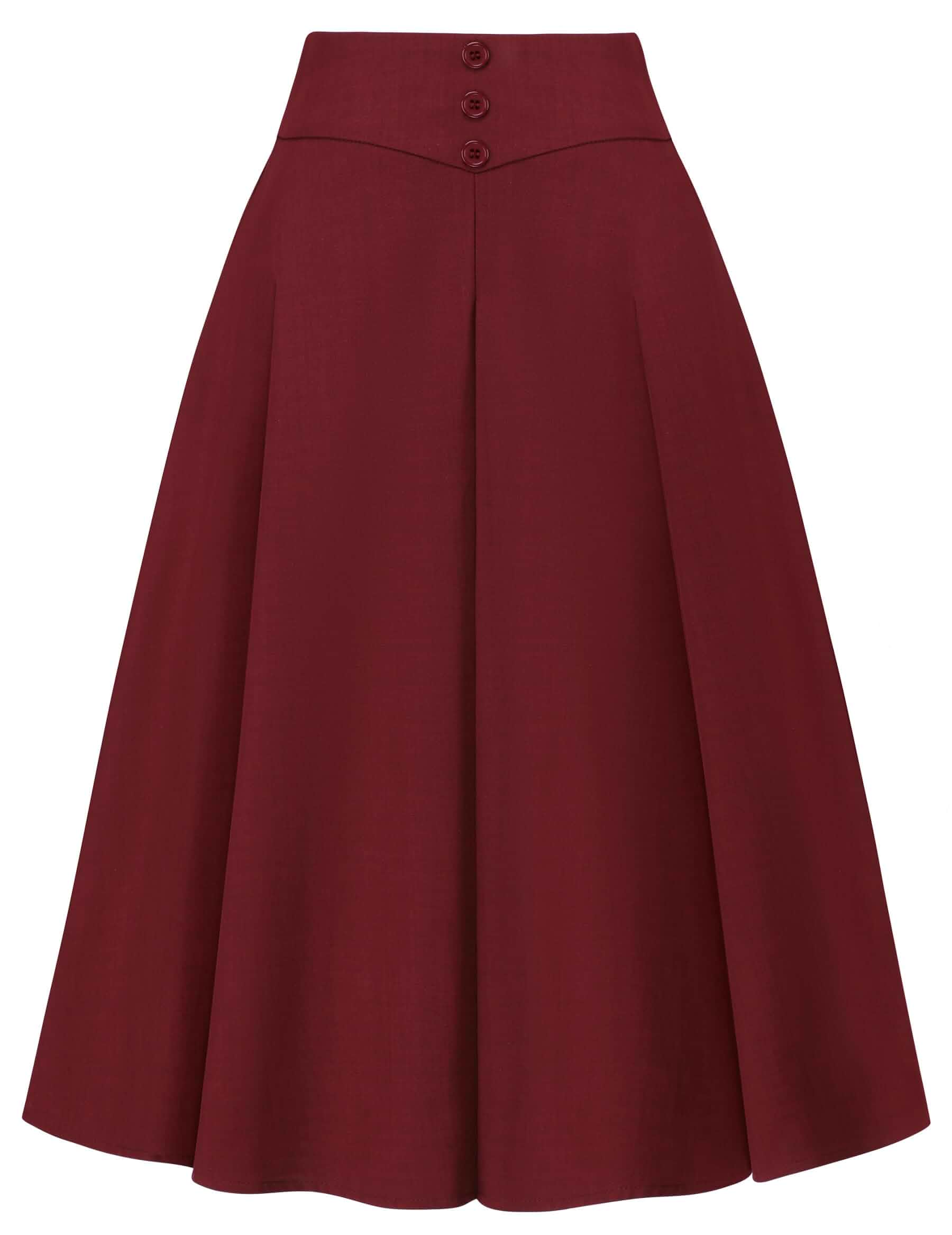 Wedtrend Womens Midi Skirts A Line Skirt Vintage Knee Length High Waisted Skirts for Women Work Skirt for Women