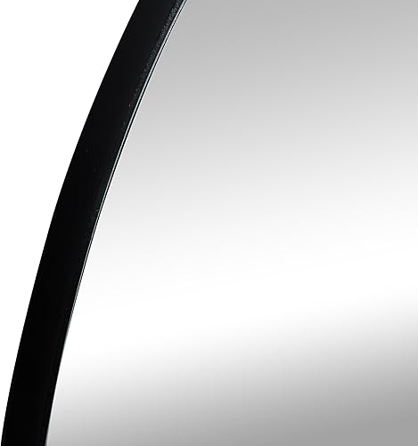 Miniatura 2 de Deco 79 Espejo de pared de madera para habitación, espejo de entrada ovalado con marco minimalista delgado, espejo montado en la pared, 24 x 1 x 40