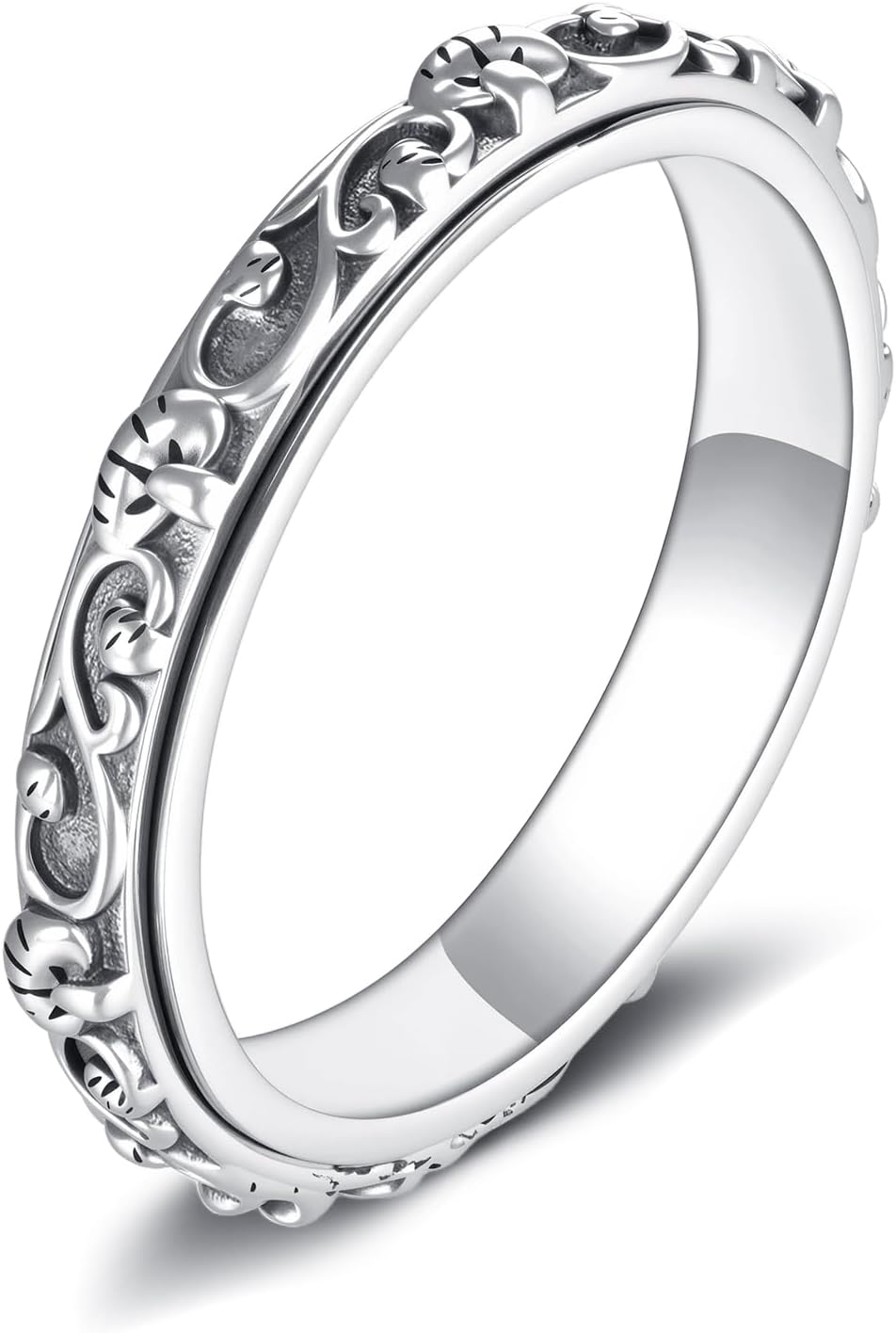 YAFEINI Mushroom Anxiety Ring Sterling Silver Fidget Ring Mushroom Spinner Jewelry for Women Mom