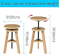 Vista 3 de MEEDEN Taburete de dibujo de madera con altura ajustable, taburete de artista, taburete de estudio de oficina, hasta 220 libras, madera de haya