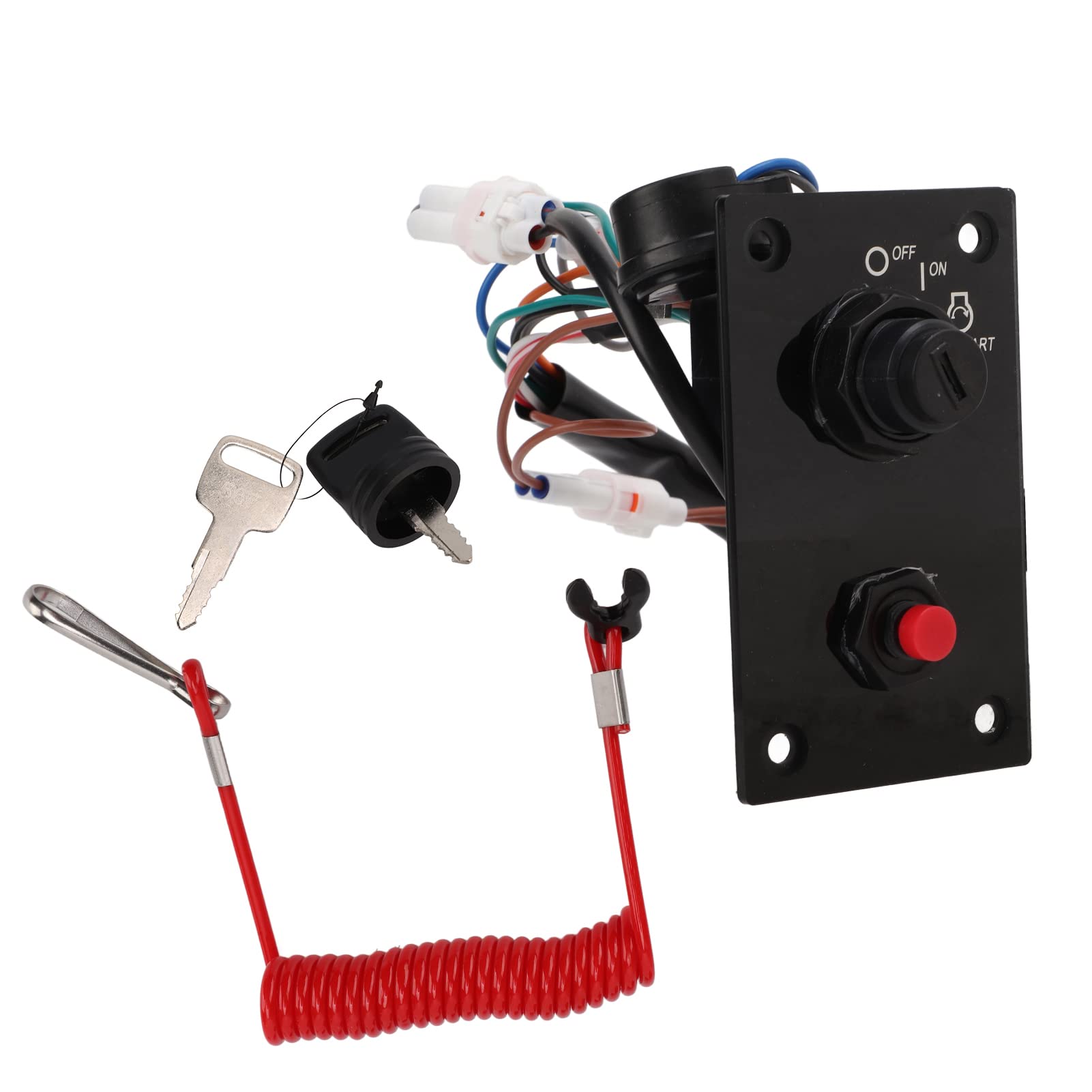 Keenso Panneau d'allumage de moteur hors-bord marin PC ABS métal clé unique verticale 12 V remplacement pour 37100 96J24 37100 96J14 pour double commande verticale du moteur hors-bord