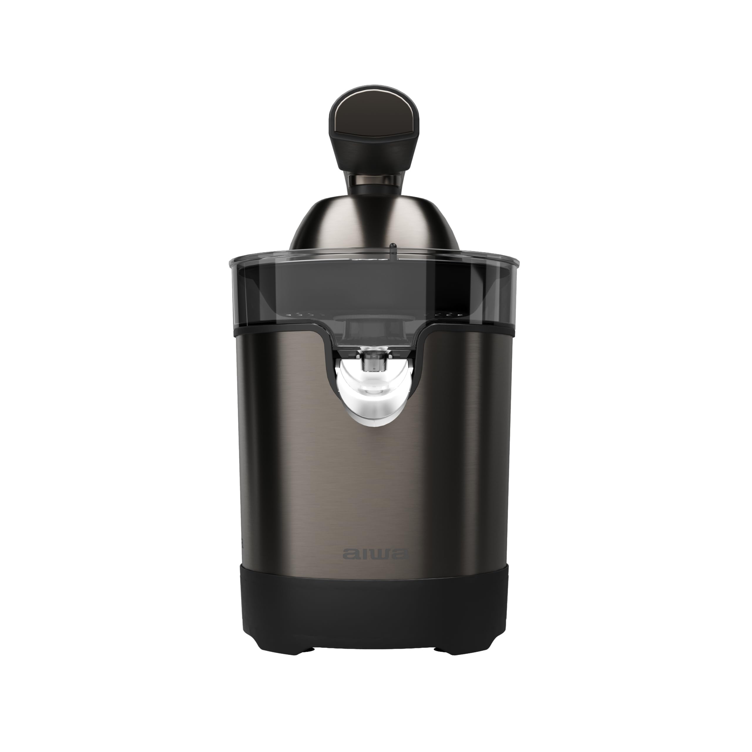 AIWA KORYU 1000 AJC-6000 – Exprimidor eléctrico de palanca 1000W, cuerpo de acero inoxidable, cono y filtro de acero, sin BPA, sistema anti goteo, apto para uso intensivo. Color: Acero Inox