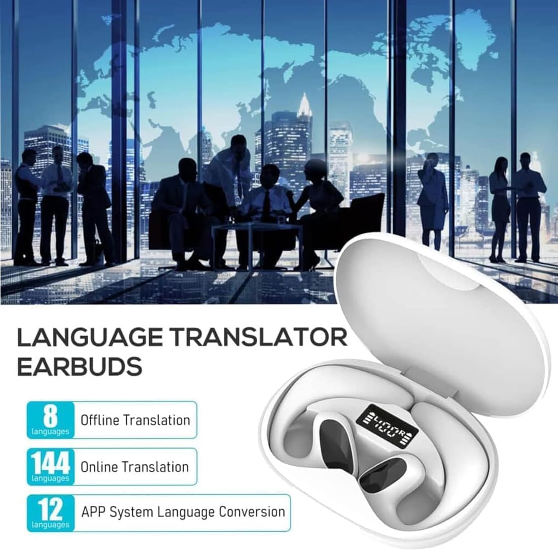 2026 Nouveau Meacode AI Translation Earbuds, Traducteur Vocal Instantané, 144 Langues, Réduction De Bruit, Écouteurs Ouverts, pour Les Voyages, Les Affaires Et Les Études (Noir)