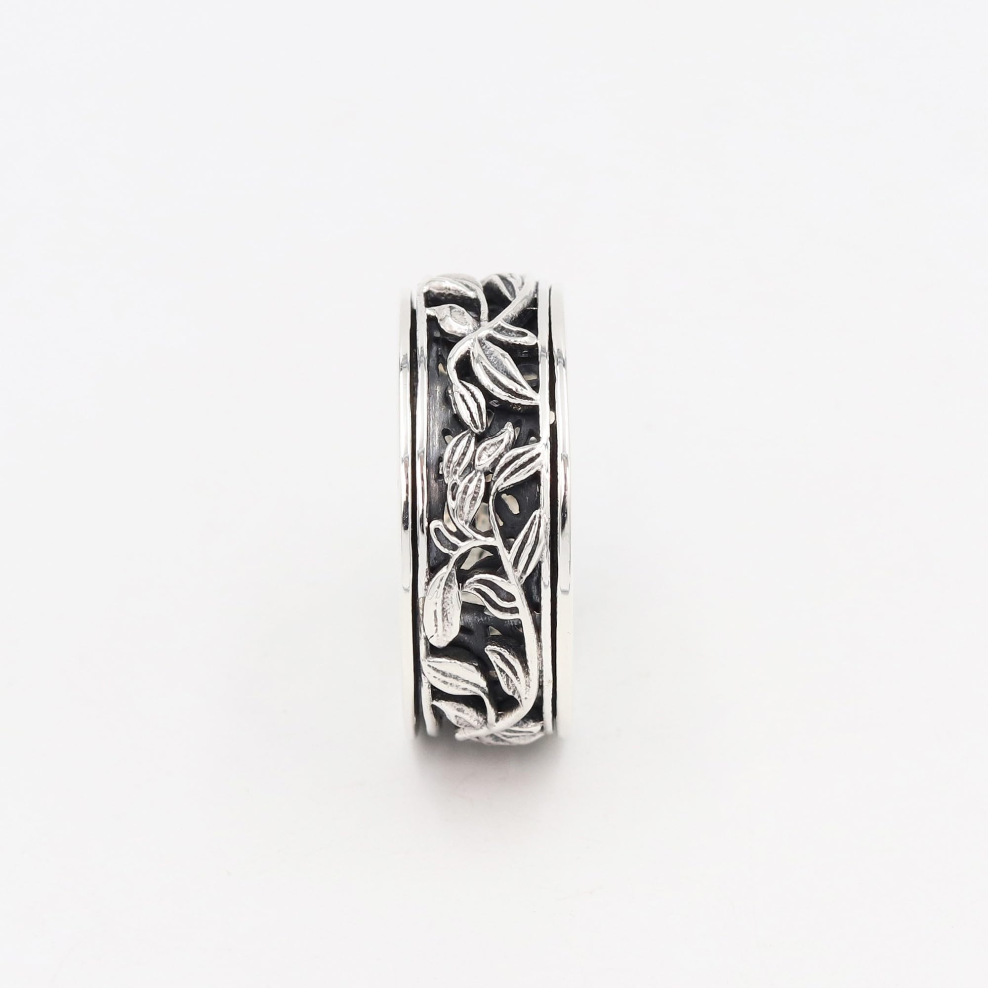 Anillo de plata de ley 925, anillo giratorio, anillo de ansiedad para mujeres, regalos de Navidad para mujeres, Plata de ley, Sin piedras preciosas
