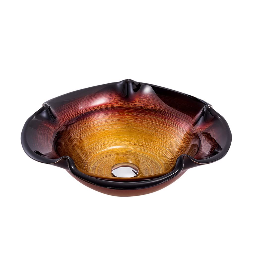ADERFETBI Bathroom Sink Bathroom Vessel Sink Art Glassware Tempered Glass Countertop Modern Balcony(Sink only)