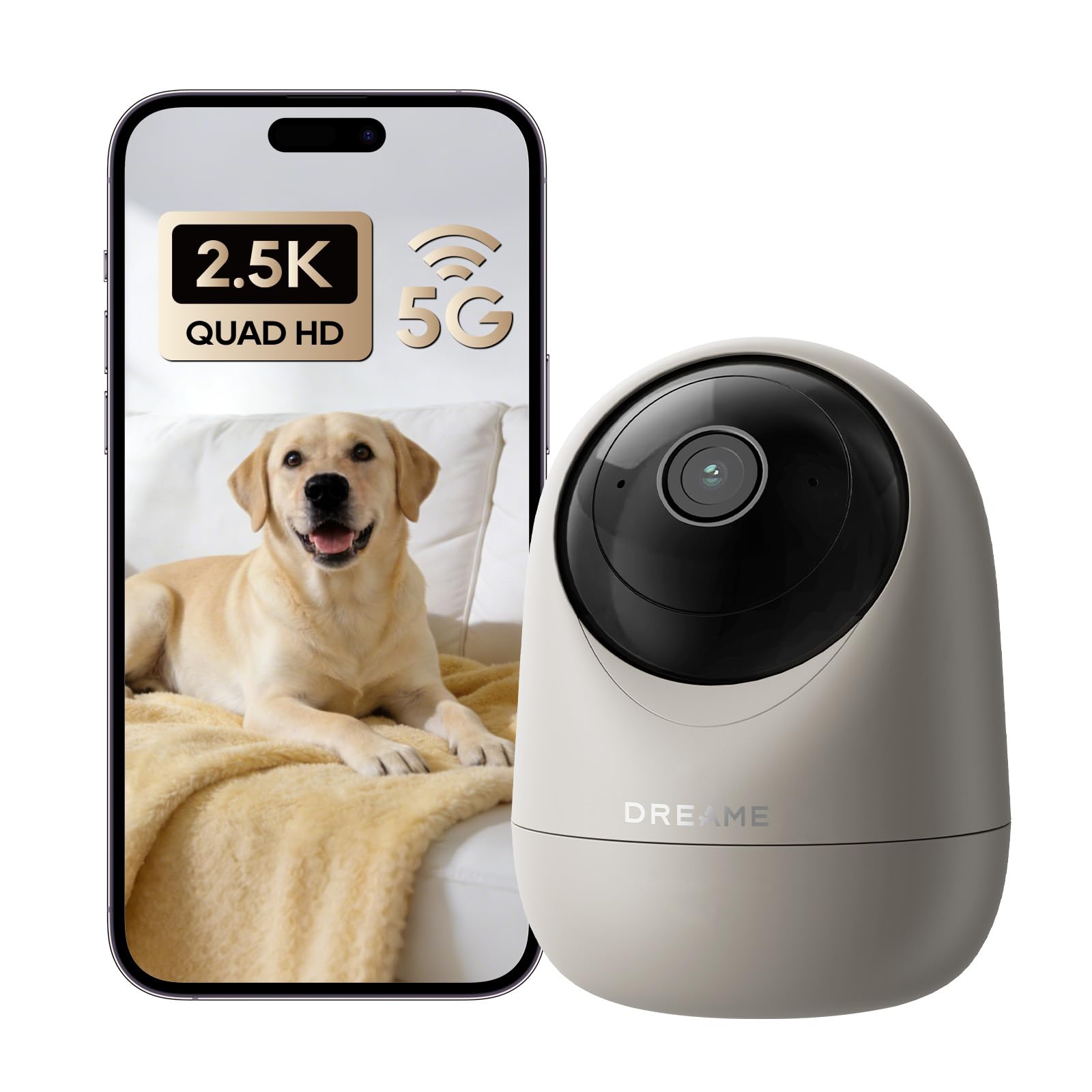 DREAME 2.5K 4MP Pet Dog Camera, Security Cameras Wireless Indo