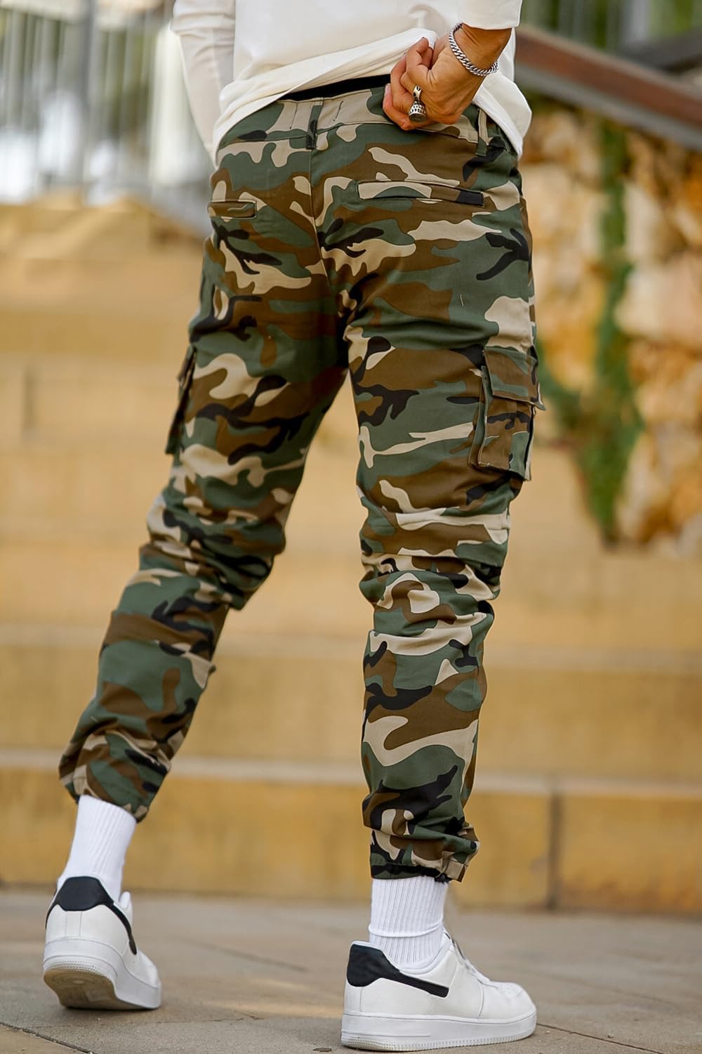 GINGTTO Mens Cargo Jogger Pants Slim Fit Stretch Zipper Pockets Thick Cotton Pants for Men - Image 5