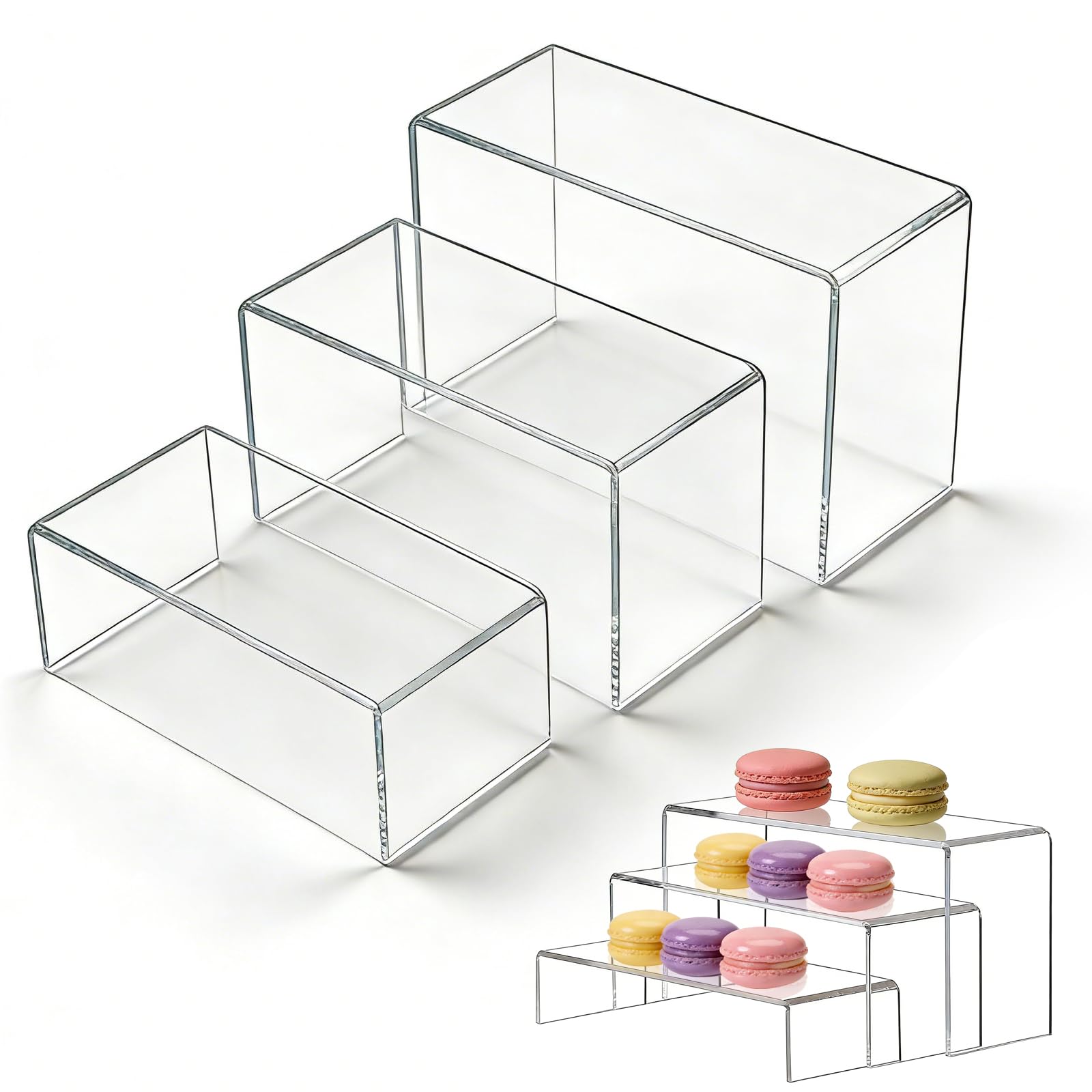 Rthynti Transparent Acrylic Display Stand, 3Rd Floor Clear Display Risers, Tiered Shelf Organizer For Collectibles, Action Figures Retail Products & Home Decor