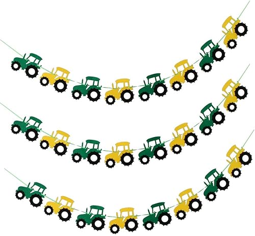 Cartel de fieltro para tractor, guirnalda de banderines de fieltro, para baby shower, niño, fiesta de cumpleaños, decoración interior y exterior