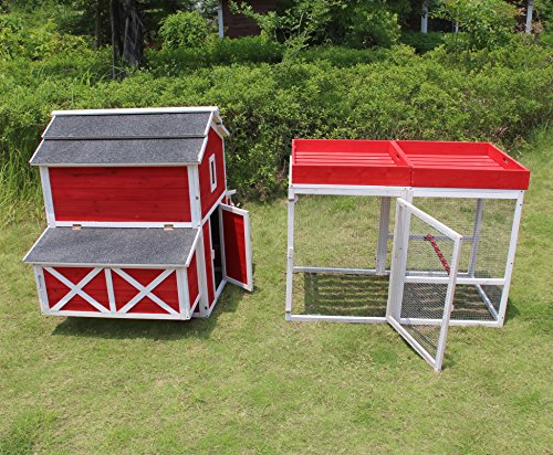 Zoovilla Red Barn Large Chicken Coop Metal Nest Box With Rooftop Planter #TOP7