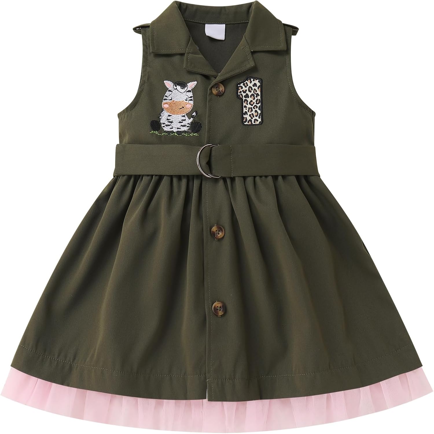 幼児少女サファリ衣装 帽子付き モンキー ライオン 象 ゼブラ ベビー 1歳の誕生日 ケーキ スマッシュボタン チュールドレス