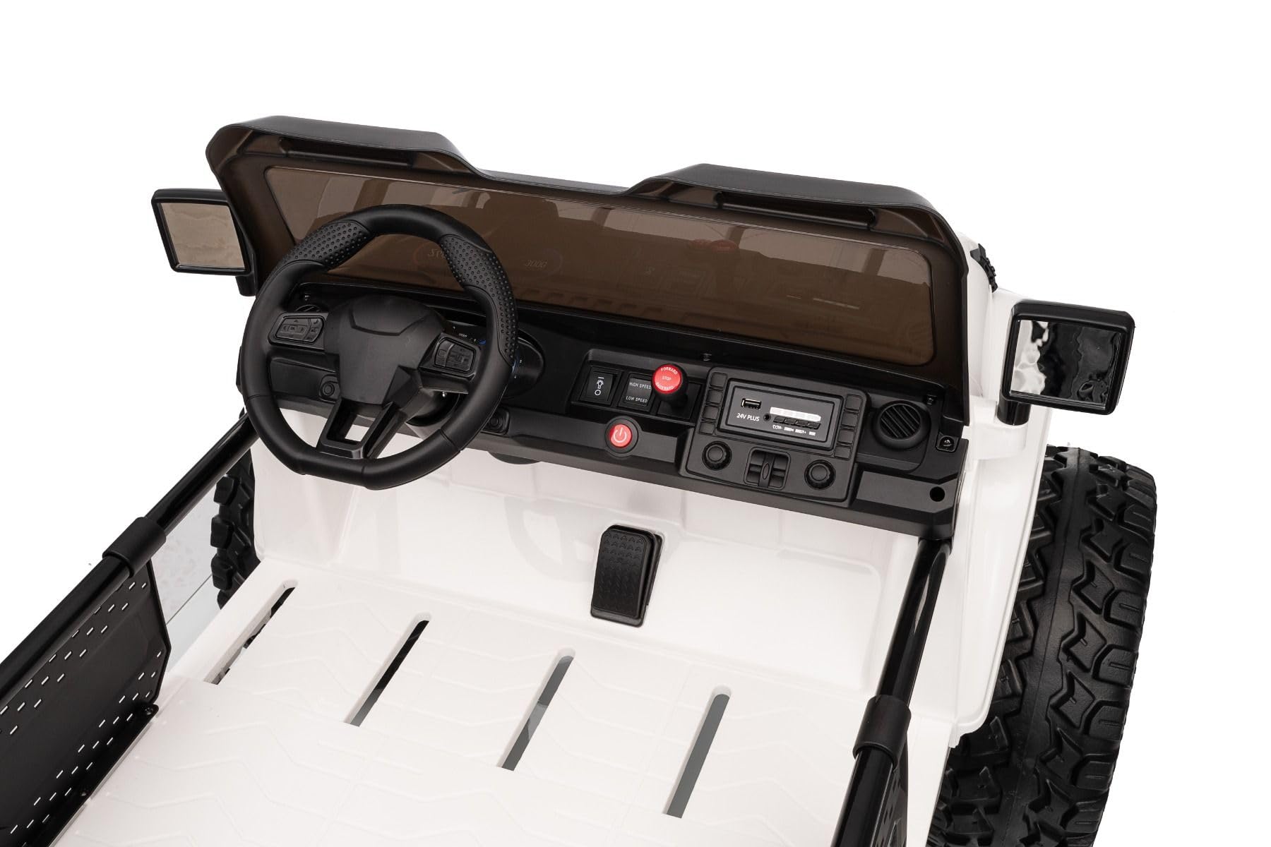 Beneo Motors OFFRIDE 4x4² 2-osobowy samochód elektryczny, 12 V, czarny, odtwarzacz MP3 z wejściem USB/AUX, napęd na wszystkie koła 4 x 4, akumulator litowy, pilot zdalnego sterowania, oświetlenie LED