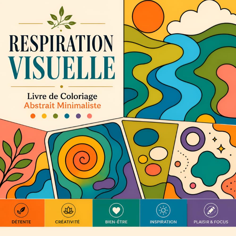 Respiration Visuelle: Livre de Coloriage Abstrait Minimaliste -100 Dessins Fluides et Relaxants pour Adultes et Ado