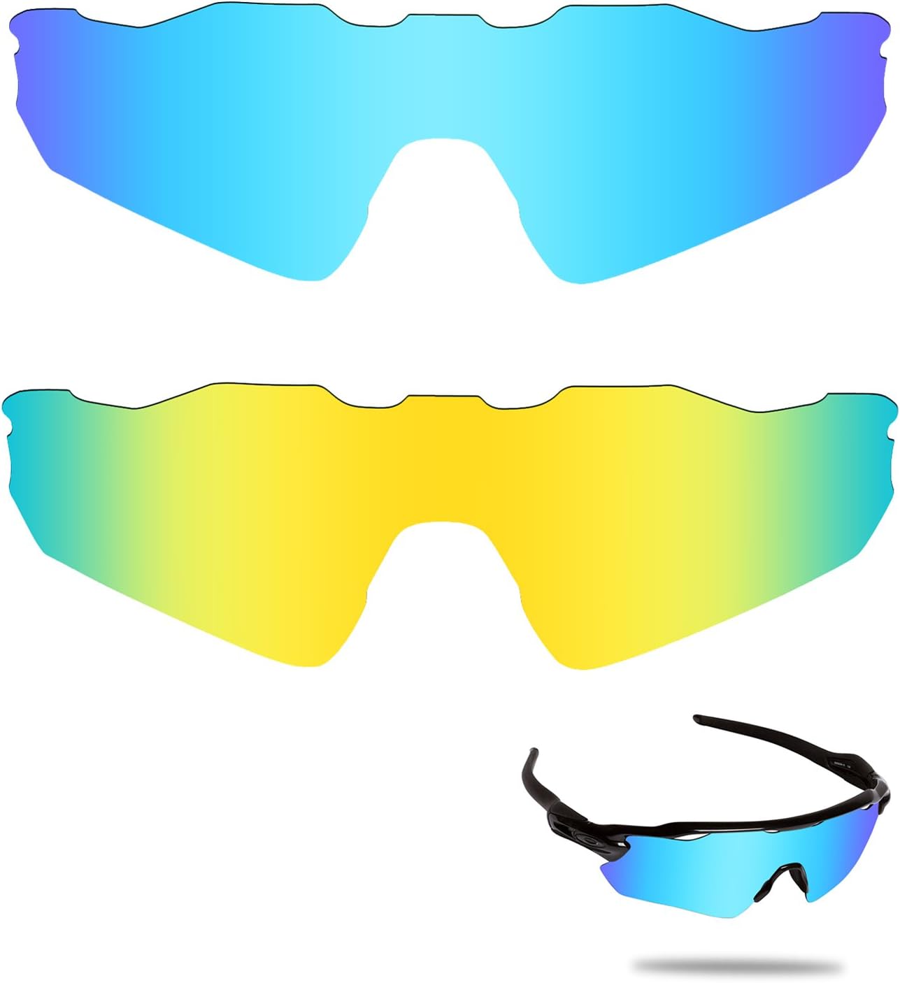 Fiskr Polarized Lenses Replacement Compatible with Oakley Radar EV Path OO9208 Sunglasses, Impact Resistant & Perfect Fit - Ice Blue & 24K Gold