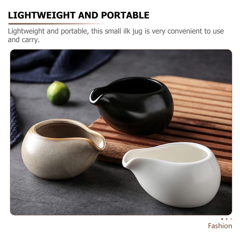 Lot de 2 Mini Pots à Lait en céramique pour Sauce au Lait pichet à café Tasse à Miel Vintage avec Bec verseur pour Lait thé café Sauce Bol de Service,
