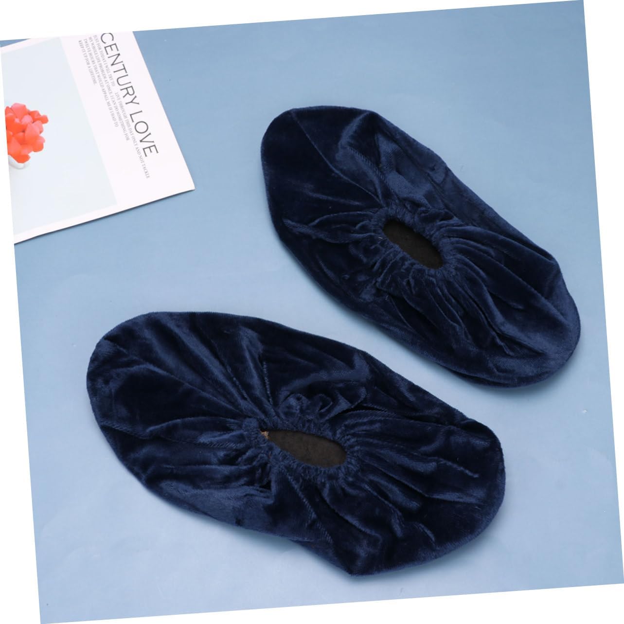 KICHOUSE 5pairs Dark Washable Slip Foot Covers Rainproof Flannelette Shoes Cover Elastic Band