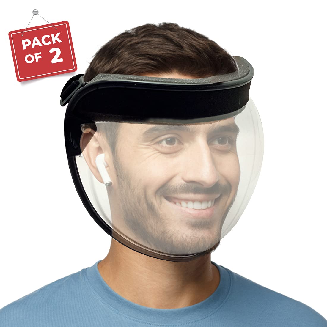 Adver Bubble Face Shield | Full Face Protection with adjustable band, Fit for Adult Head Size, Unisex Helmet Visor(PACK OF 2),SIZE:LARGE 2