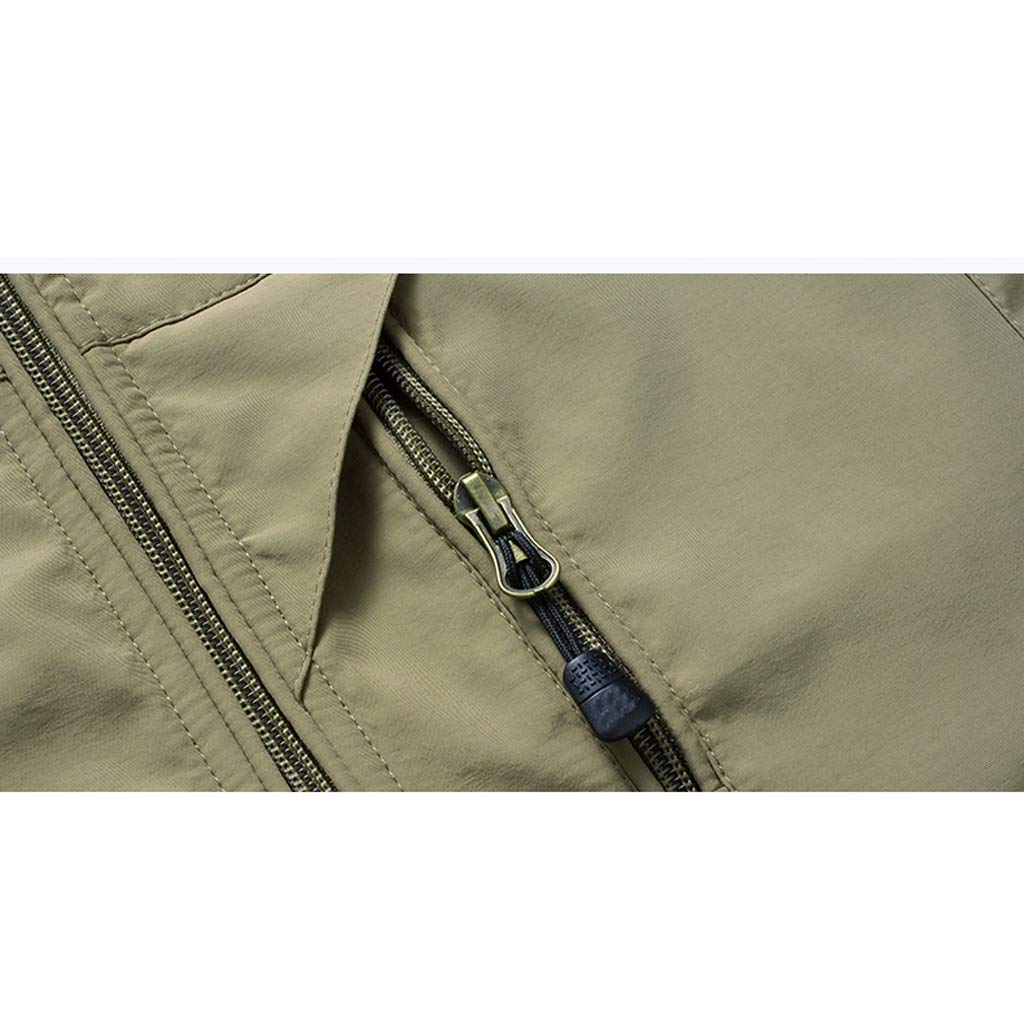 Kamizelka outdoorowa bawełniana kurtka na co dzień z wieloma kieszeniami (Kolor : Khaki, Rozmiar : L)