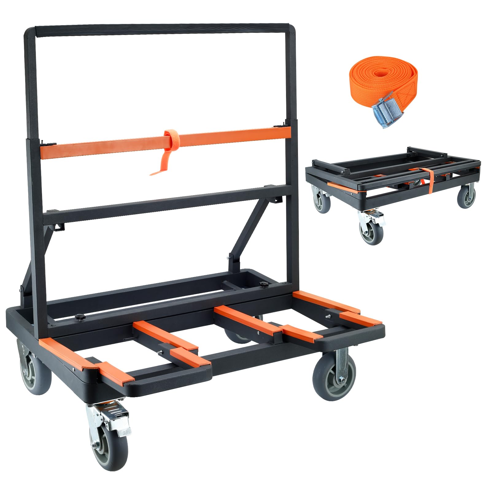 Upgrade Folding Drywall Cart Heavy Duty,Drywall Dolly with Rubber Swivel Casters,2200 lbs Load Capacity, Panel Cart Plywood Dolly Handling Sheetrock Plywood Glass Door and Windows Service Cart