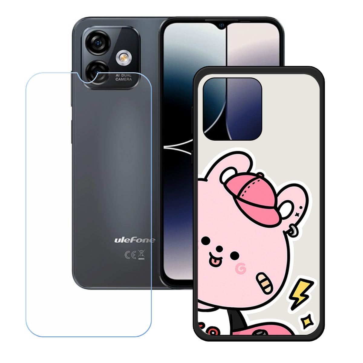 LCEHTOGYE Cover In TPU Morbido Per Ulefone Note 16 PRO - Nero, Custodia Sottile Antiurto - 3