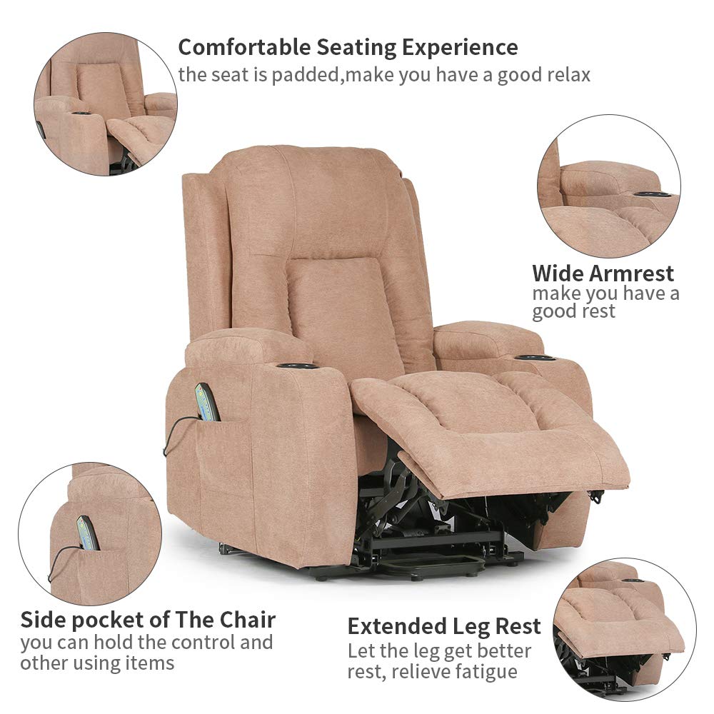 4HOMART Motor Rise Recliner Armchair, Fabric Lift Recliner Chair, 160