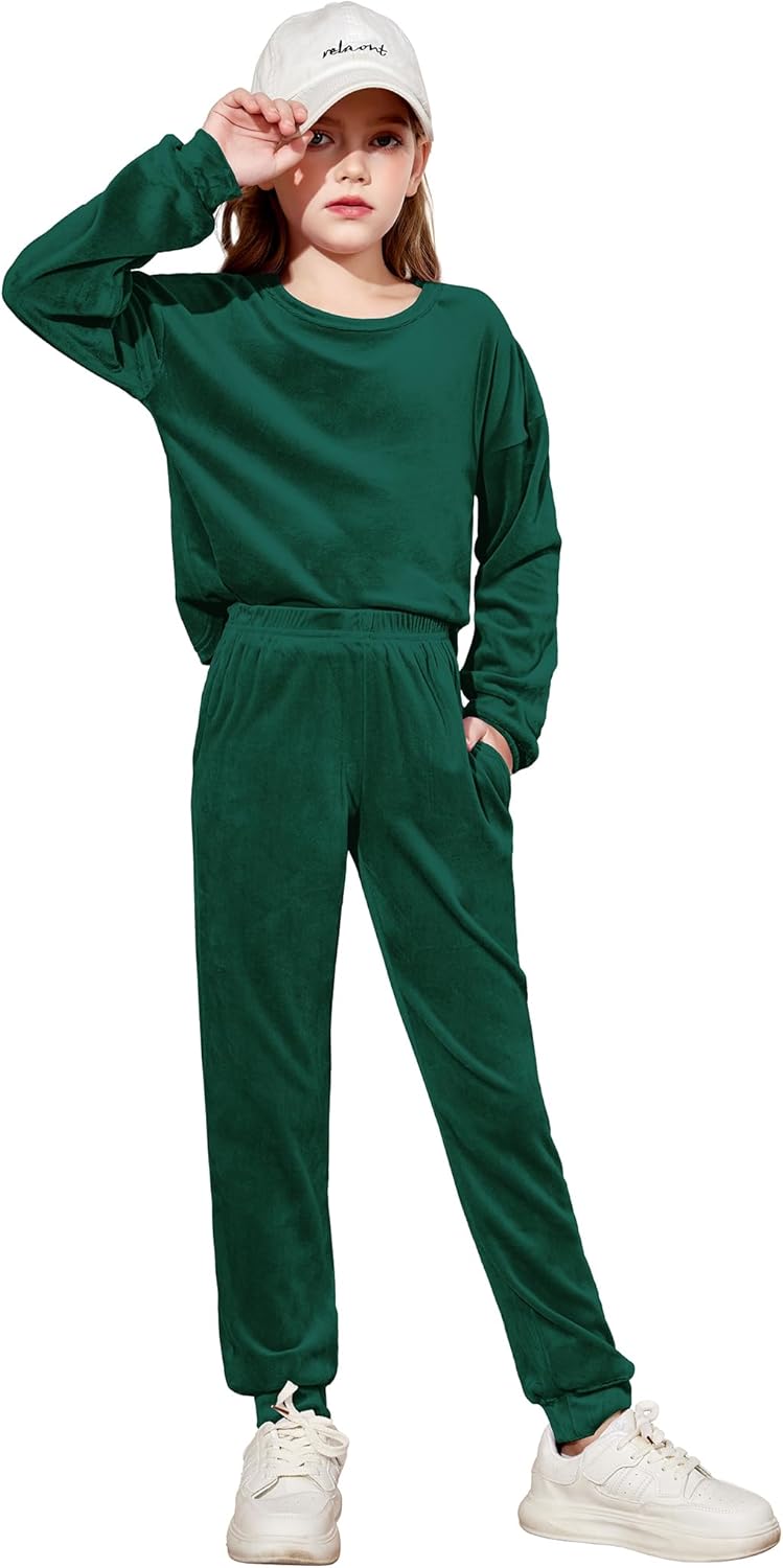 Arshiner Girls Velour 2pc Tracksuit Set