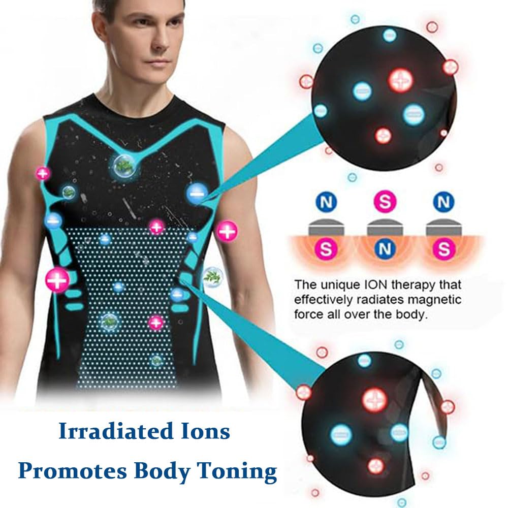 Shaper de Cuerpo de Iones para Hombre, Moldeador de Cuerpo, Chaleco de Barriga Adelgazante, Camisa de compresión térmica, Camiseta sin Mangas, Fajas,L, Black*2