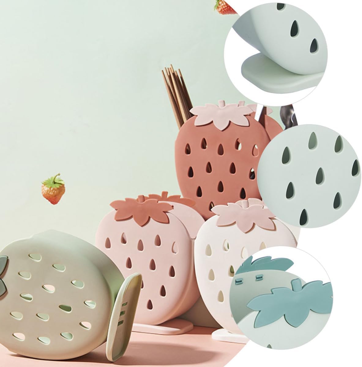 2-Piece Multi-Functional Standing Chopsticks Holder Set Draining Kitchen Organizer for Dining Table Adorable Household Accessory in Sturdy Plastic Random Color