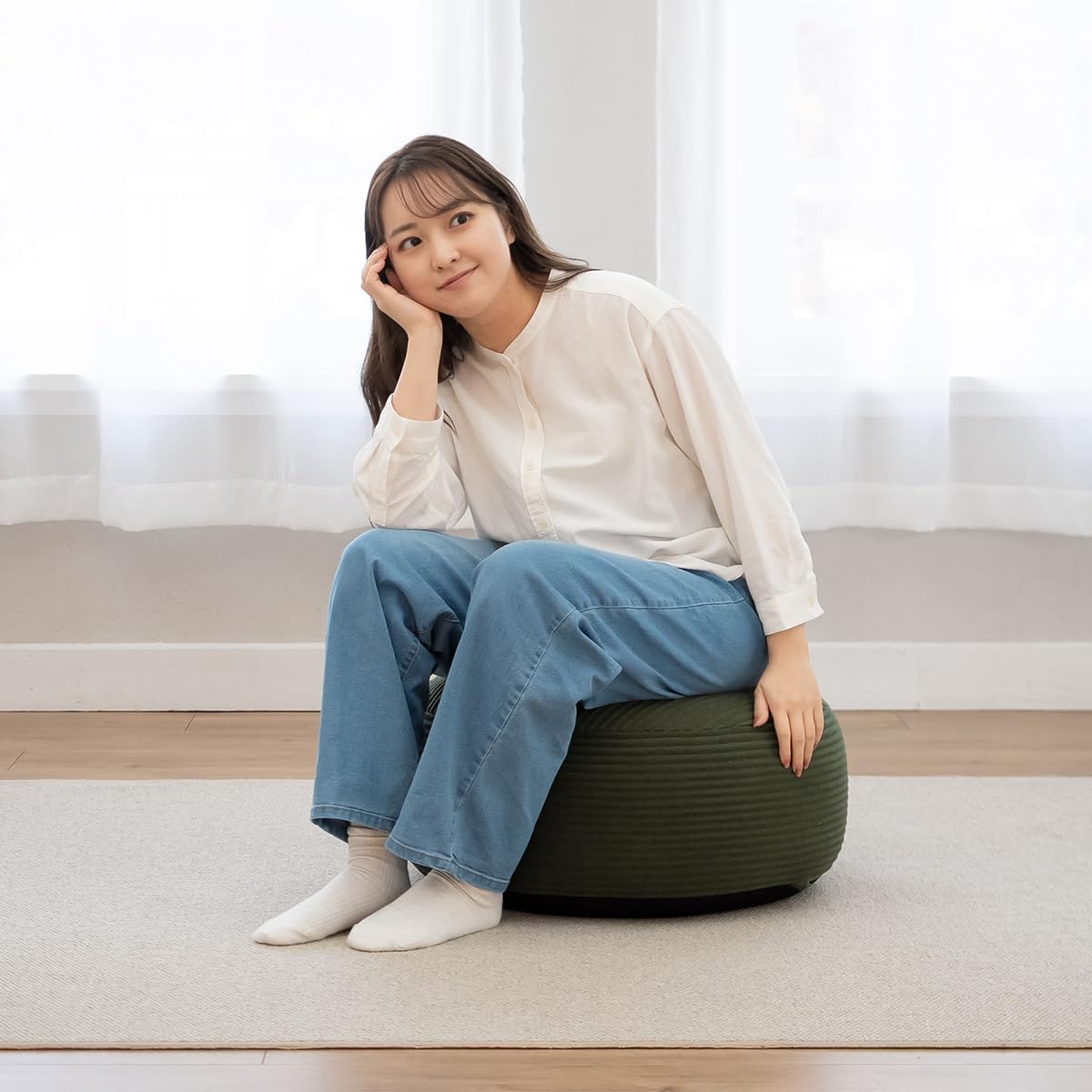 Amazon.co.jp: フレックス販売 ビーズクッション 日本製 オットマン