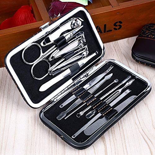Generic 2FF3 12pcs Nail Care Cutter Kit Set Cuticle Clippers Pedicure Tool Case Lot Men