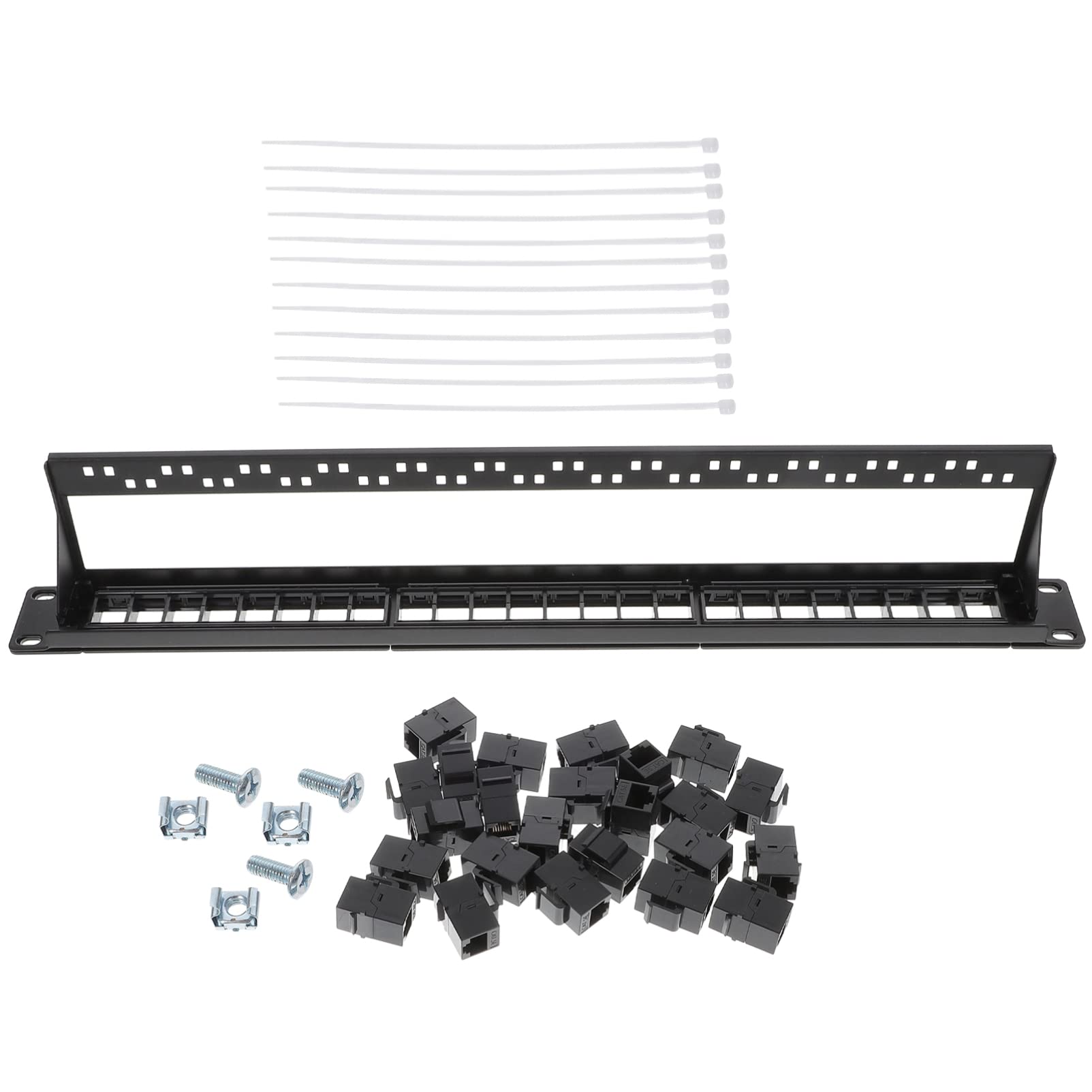 Panneau de Brassage Cat5e 24 Ports Noir en Plastique pour Câblage