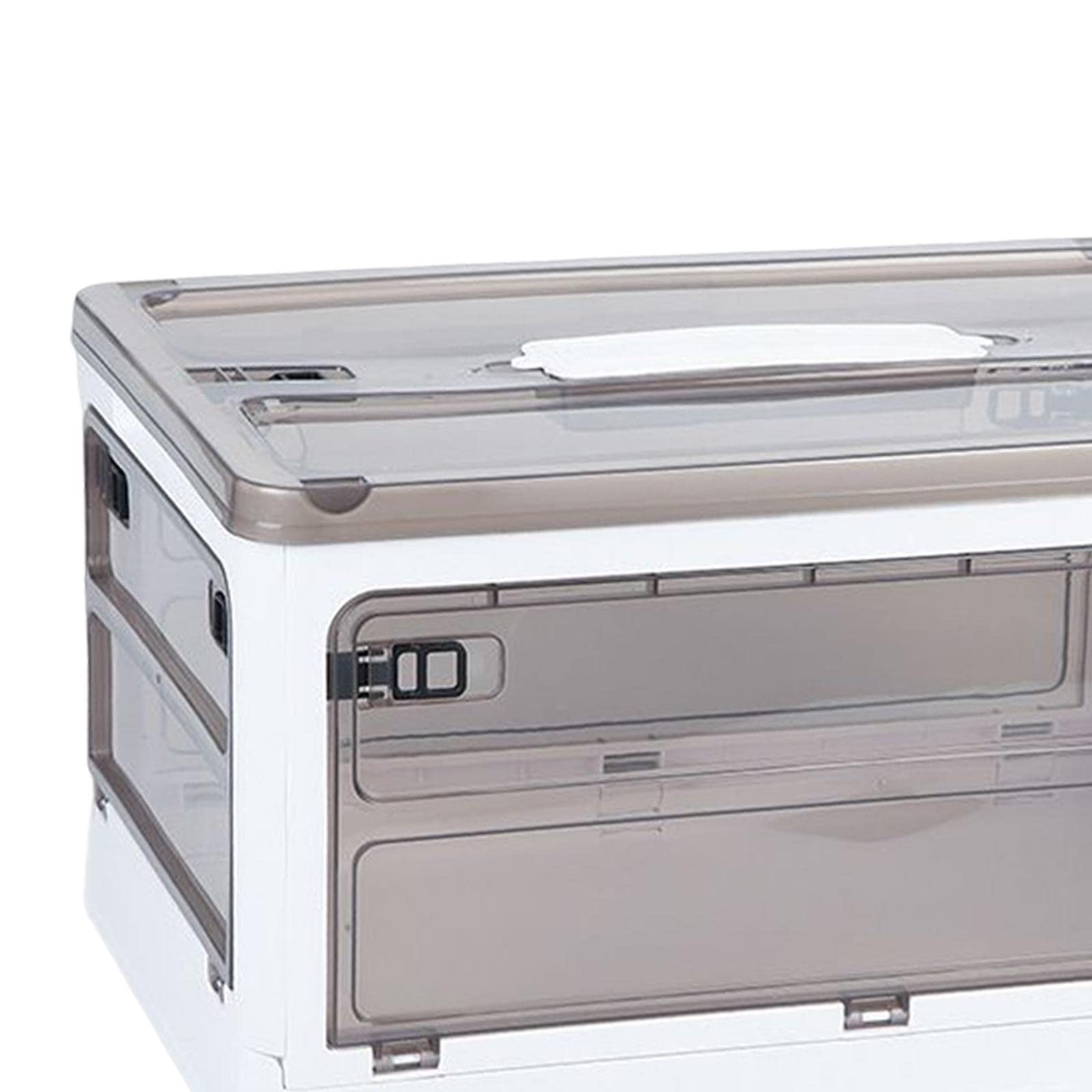 Aufbewahrungsbox Faltbarer Lagerbehälter mit Deckel Rollen Und Griffen Transparentes Design Zum Einfachen Finden von Gegenständen Stabiler Stapelmecha, Mittelweiß