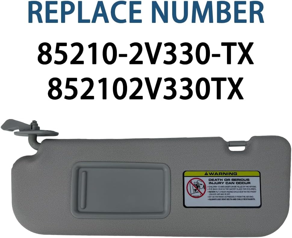 Front Left Driver Side Car Sun Visor Assembly fit for Hyundai Veloster 2012 2013 2014 2015 2016 12 13 14 15 16 Sun Protection Shade & Makeup Mirror Gray OE# 85210-2V330-TX 852102V330TX