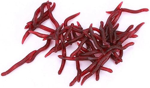 Isca de Pesca Insetos Macios Realistas para Pesca No Mar Carpa Baixo 50 Peças Iscas Artificiais de Borracha Vermelha (100 unidades por pacote)