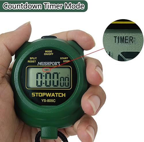 Miniatura 3 de Paquete de 2 cronómetros digitales con temporizador deportivo con cuenta regresiva de encendidoapagado, batería AAA incluida, cronómetro simple de