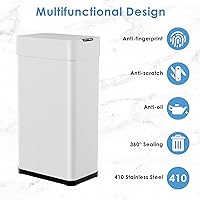 Vista 9 de Arlopu Bote de basura automático de 18.5 galones, 70L, de acero inoxidable con sensor de movimiento, basurero sin contacto con cepillo