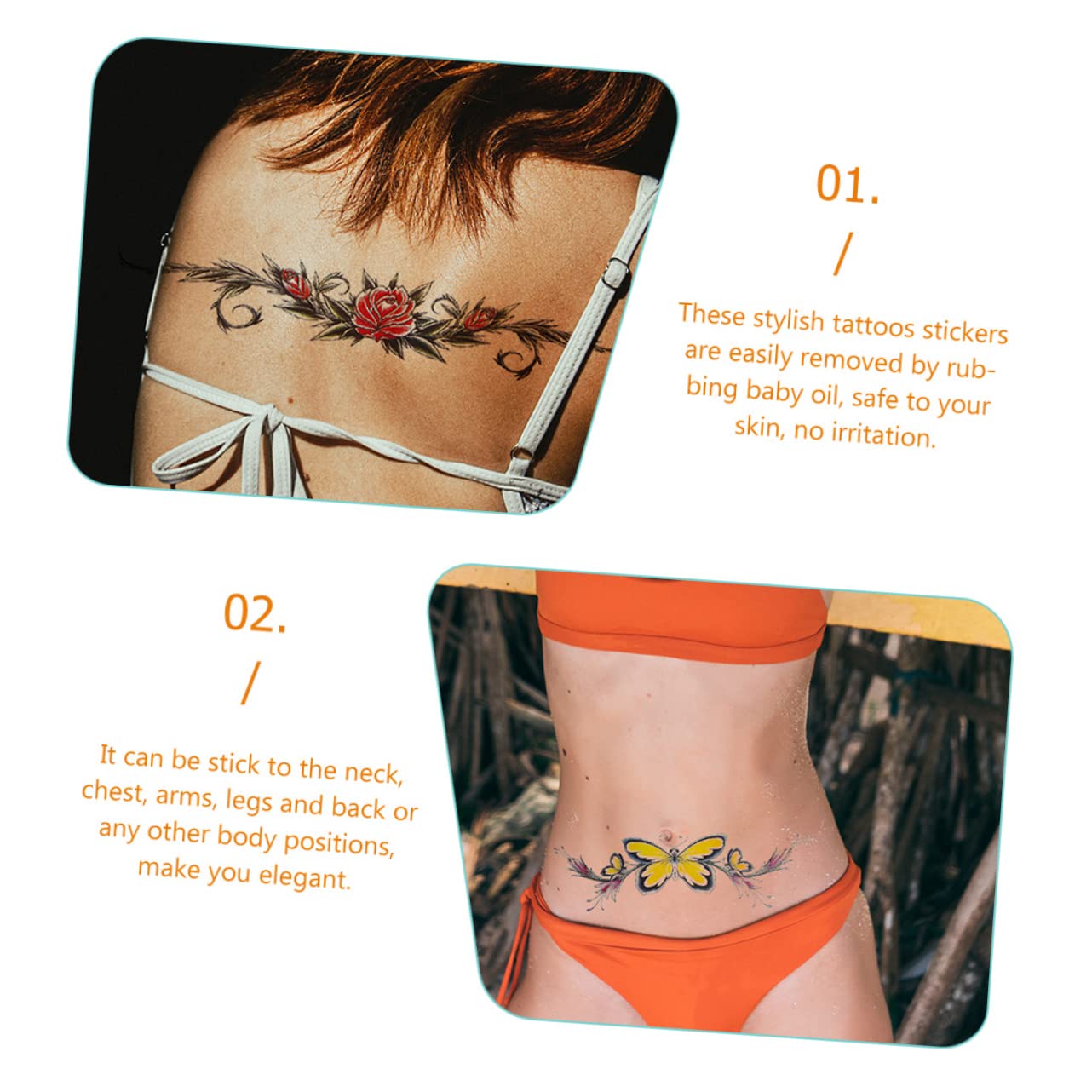 40hojas Tatuajes Temporales Realistas Para Adultos Pack De Pegatinas De y Flores Para Fiestas Playa y Eventos Fácil De Aplicar y Remover