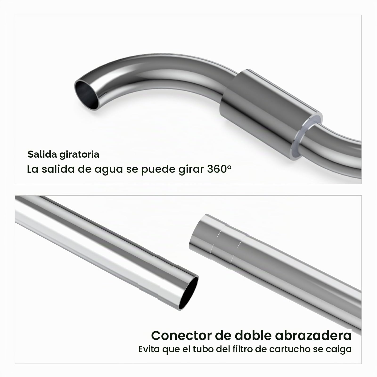 FZONE Tubos de entrada y salida de acero inoxidable para acuario, con skimmer giratorio y varilla ajustable para filtro de acuario de 16/22 mm