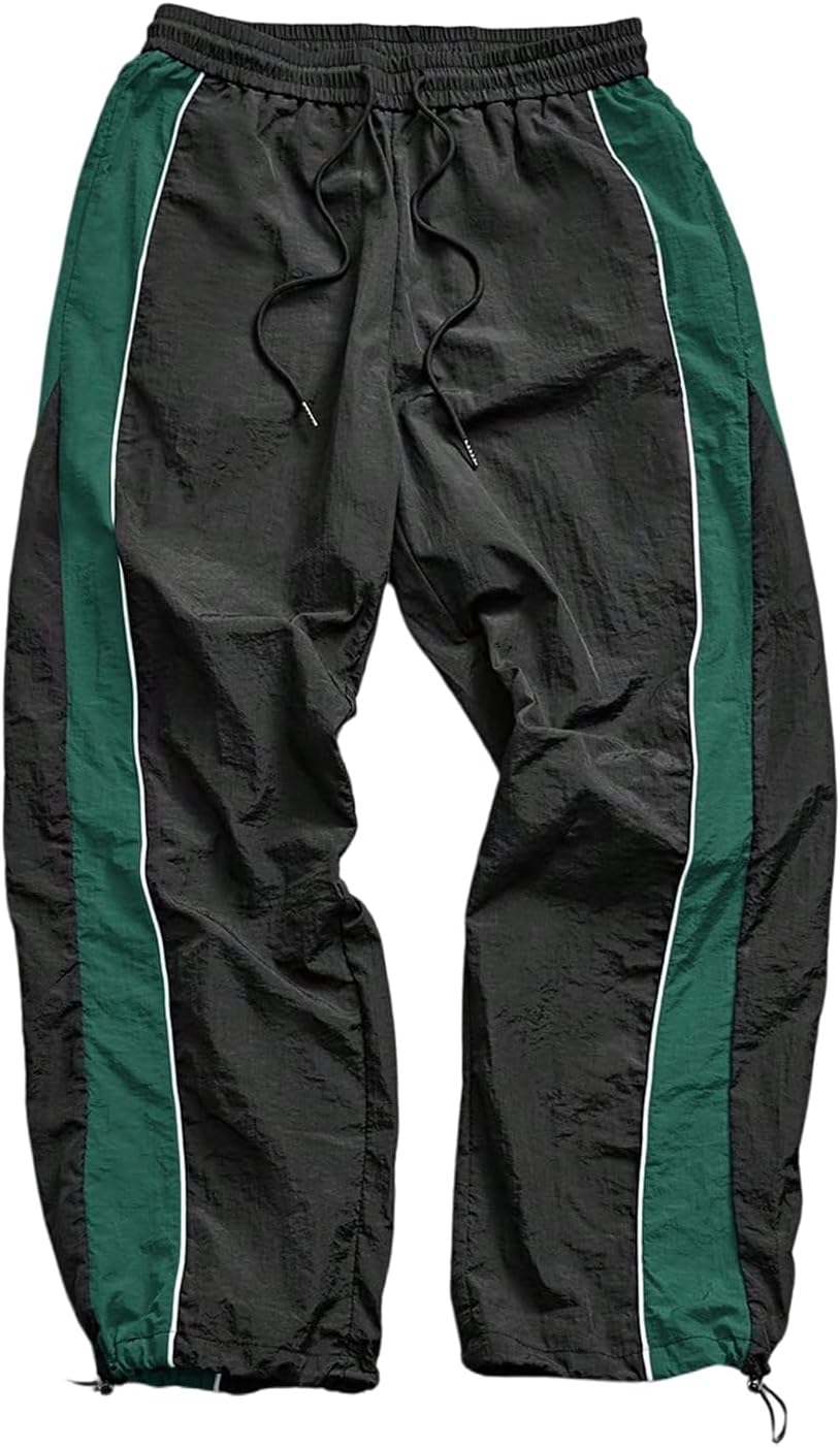 SOLY HUX Men's Parachute Track Pants Baggy Sweatpants Casual Workout Athletic Joggers with Pockets
