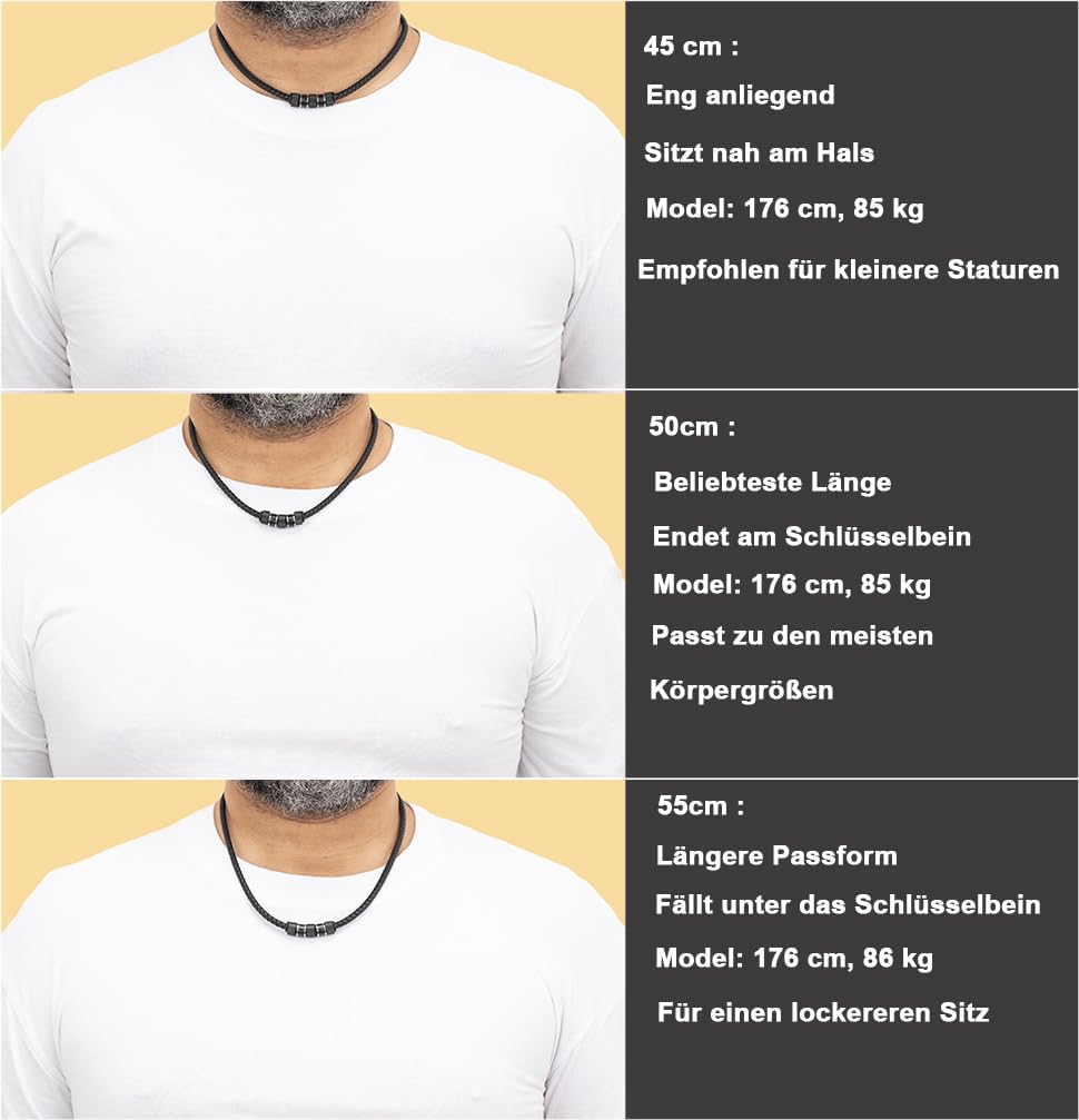 Herren-Kette aus Edelstahl mit Bead-Anhänger, geflochtene Lederkette