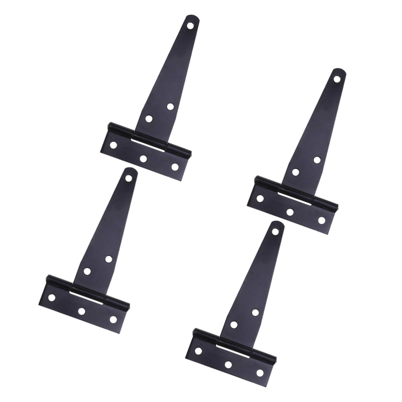 4PCS Zinc Plating T Shape Hinges DIY, Rustproof Iron Triangle Hinges Special Sturdy Shed Hinge,Prcatical Door Gates Hinges for Home(Black 12INCH)