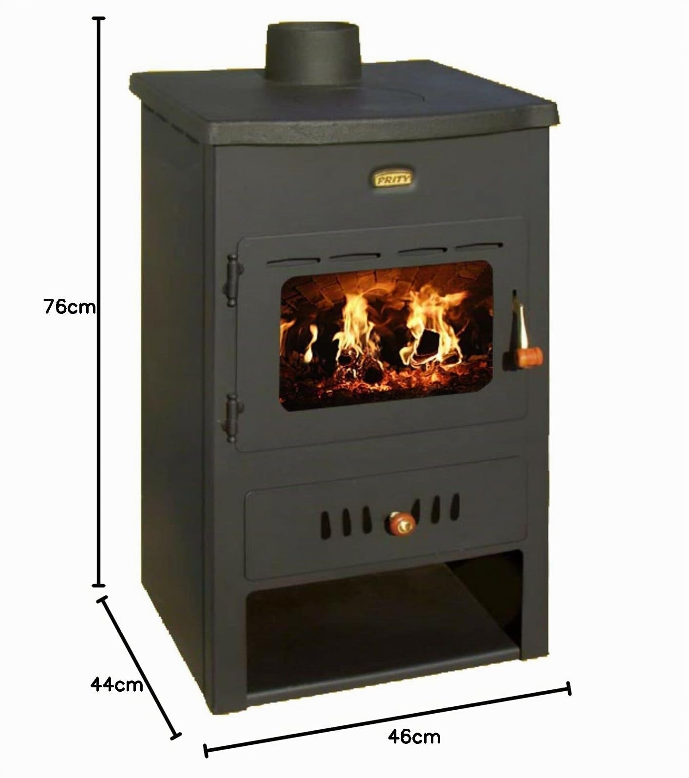 Prity K1CPW8 - Stufa a legna in ghisa, con rivestimento ad acqua e caminetto