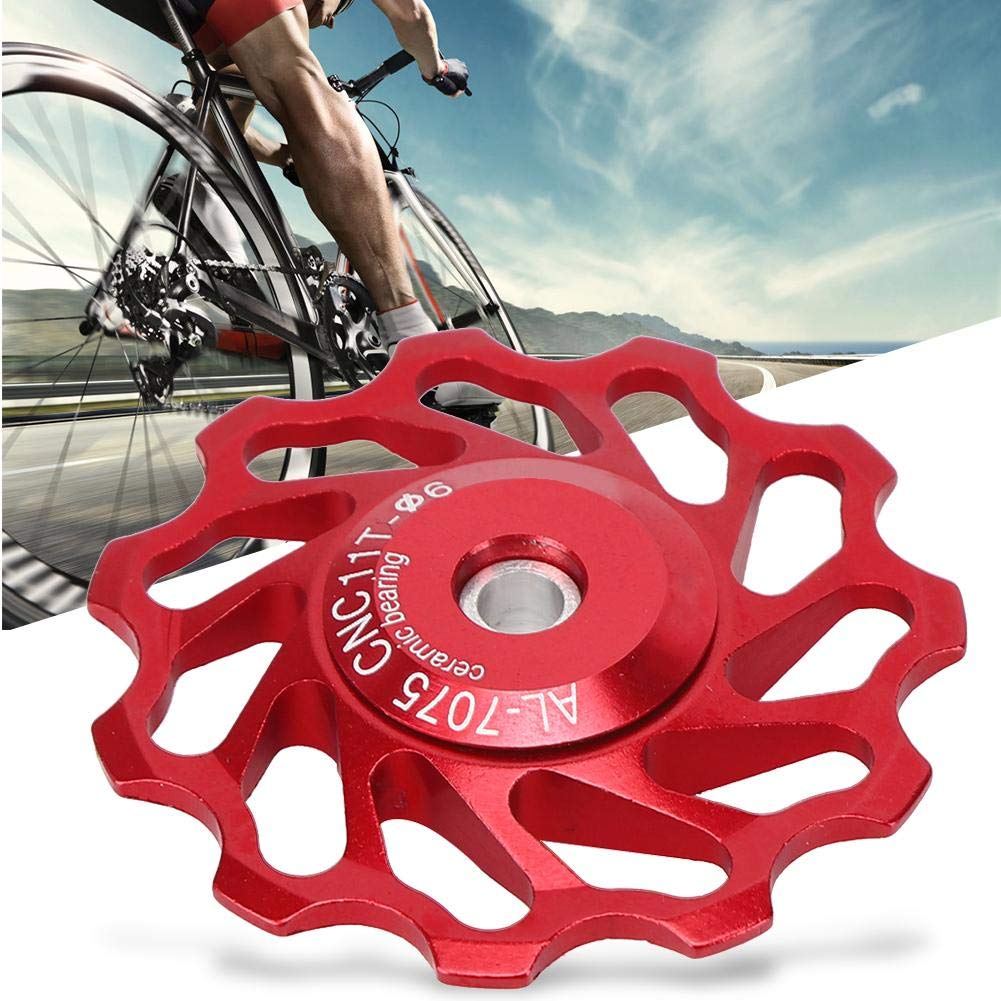 KEENSO Umwerfer-Umlenkrolle, Keramiklager 11T Umwerfer-Umlenkrolle Führungsrollenzubehör für Mountainbike-Rennrad(rot) Sport & Freizeit