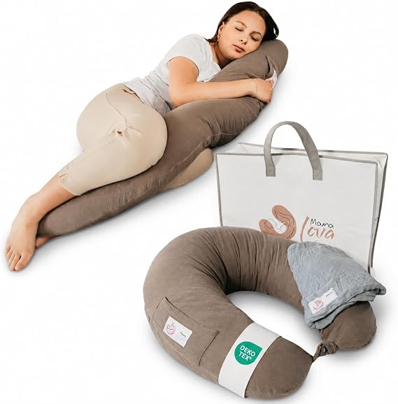 Mama Lova Coussin de Maternité et d'Allaitement en Gaze de Coton avec Housse de Rechange