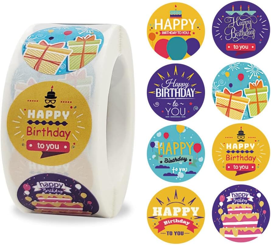 CHUANGOU Orangext Pack of 500 Happy Birthday Labels Birthday Gift Stickers for Birthday Gifts Packaging Gift Packaging 1 Inch Round - Image 5