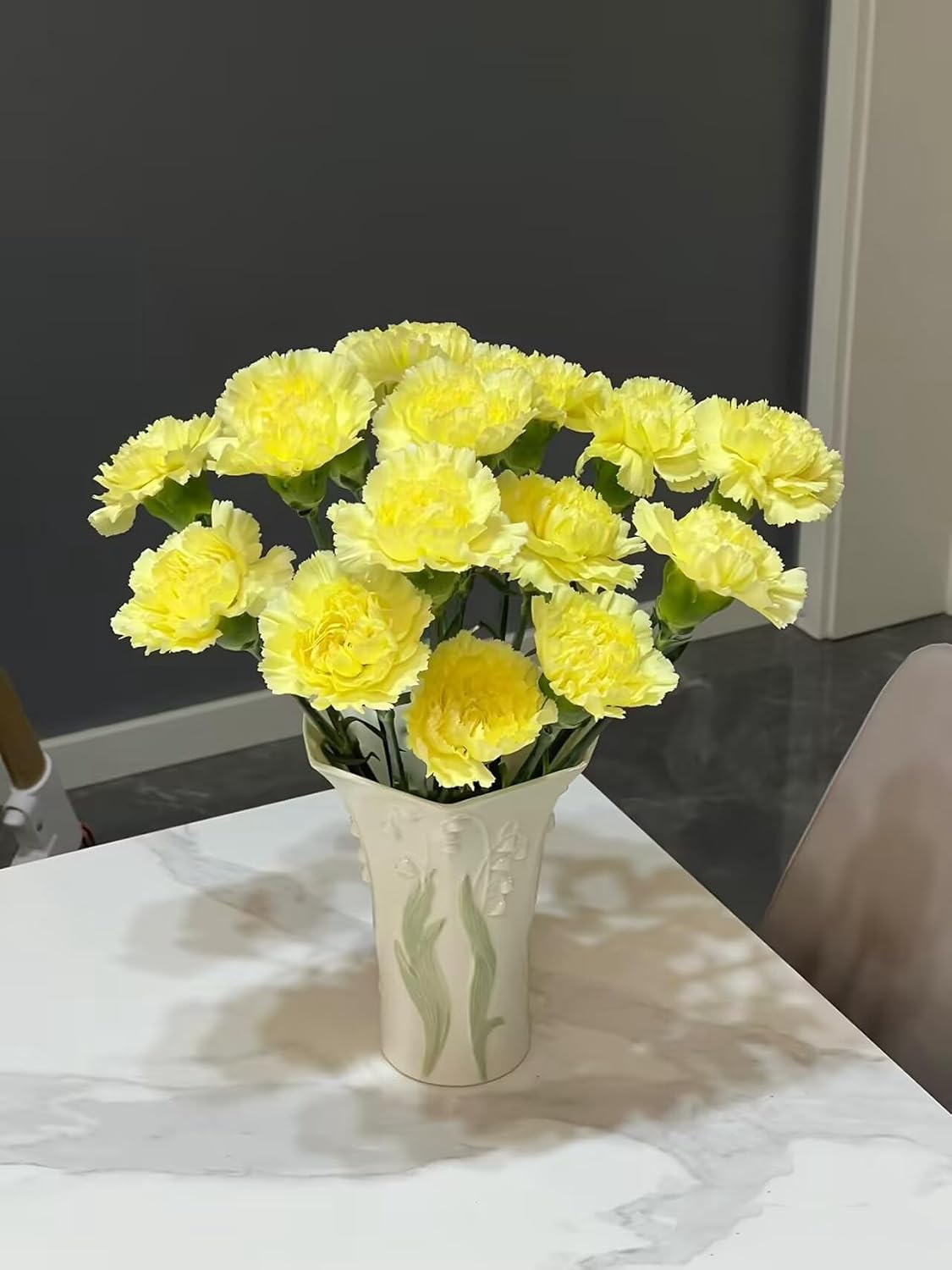 Fresh Carnation Flowers Bouquet 40 Stems Colorful Carnations Fresh Cut Flowers for Home Decor Wedding Mothers Day Gift (Yellow)